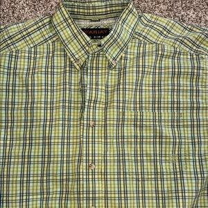 Ariat Men's Lime and Navy Plaid Short Sleeved Shirt